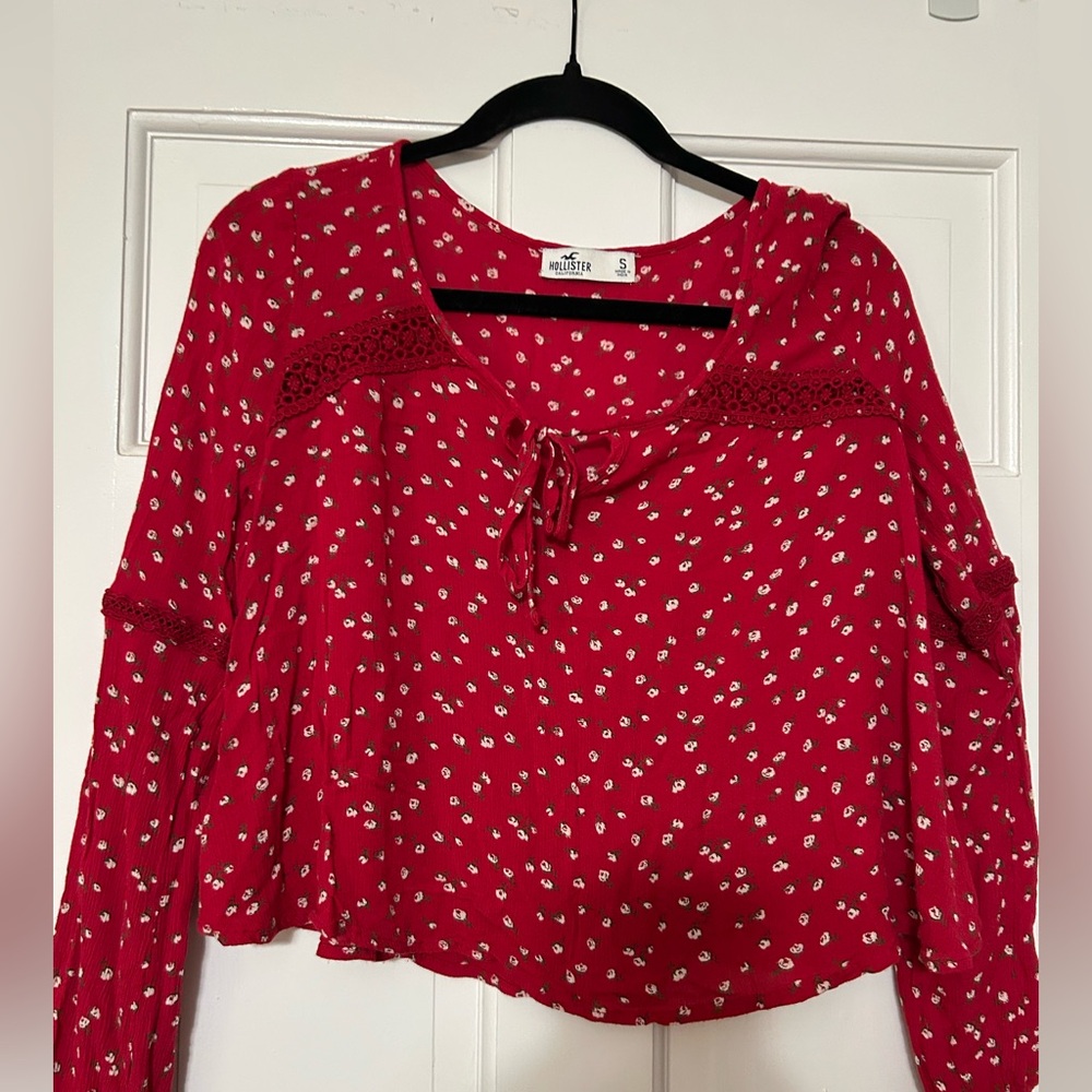 Hollister Red Floral Blouse